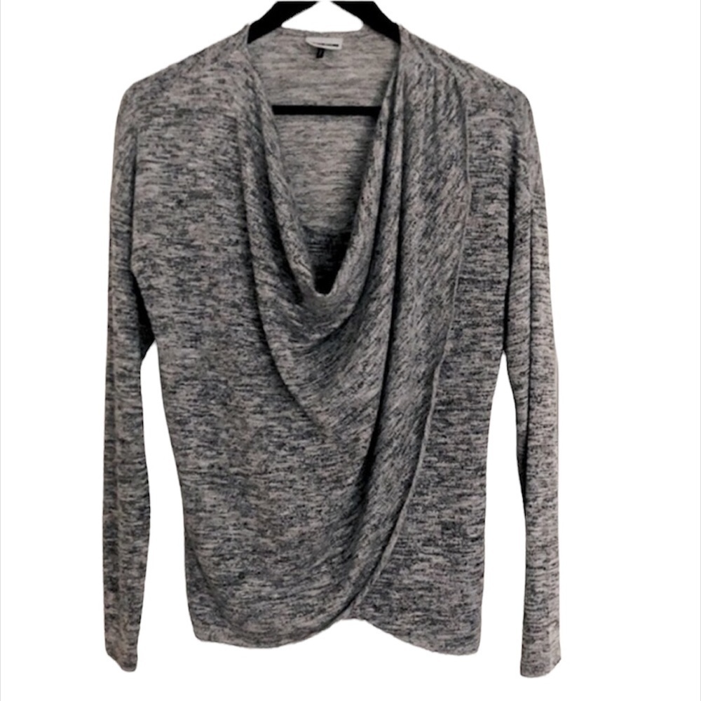 NOISY MAY Crossover Grey lightweight coastal pullover front cowl neck sweater
